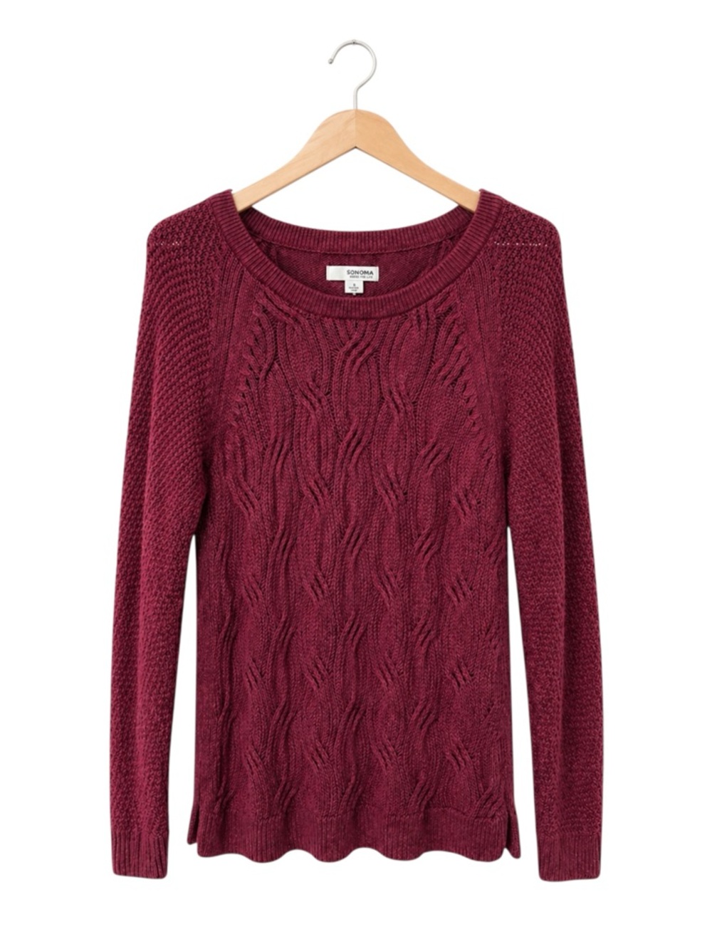 Sonoma Womens Good For Life Twist Cable Knit Sweater Small Chunky‎ Cotton